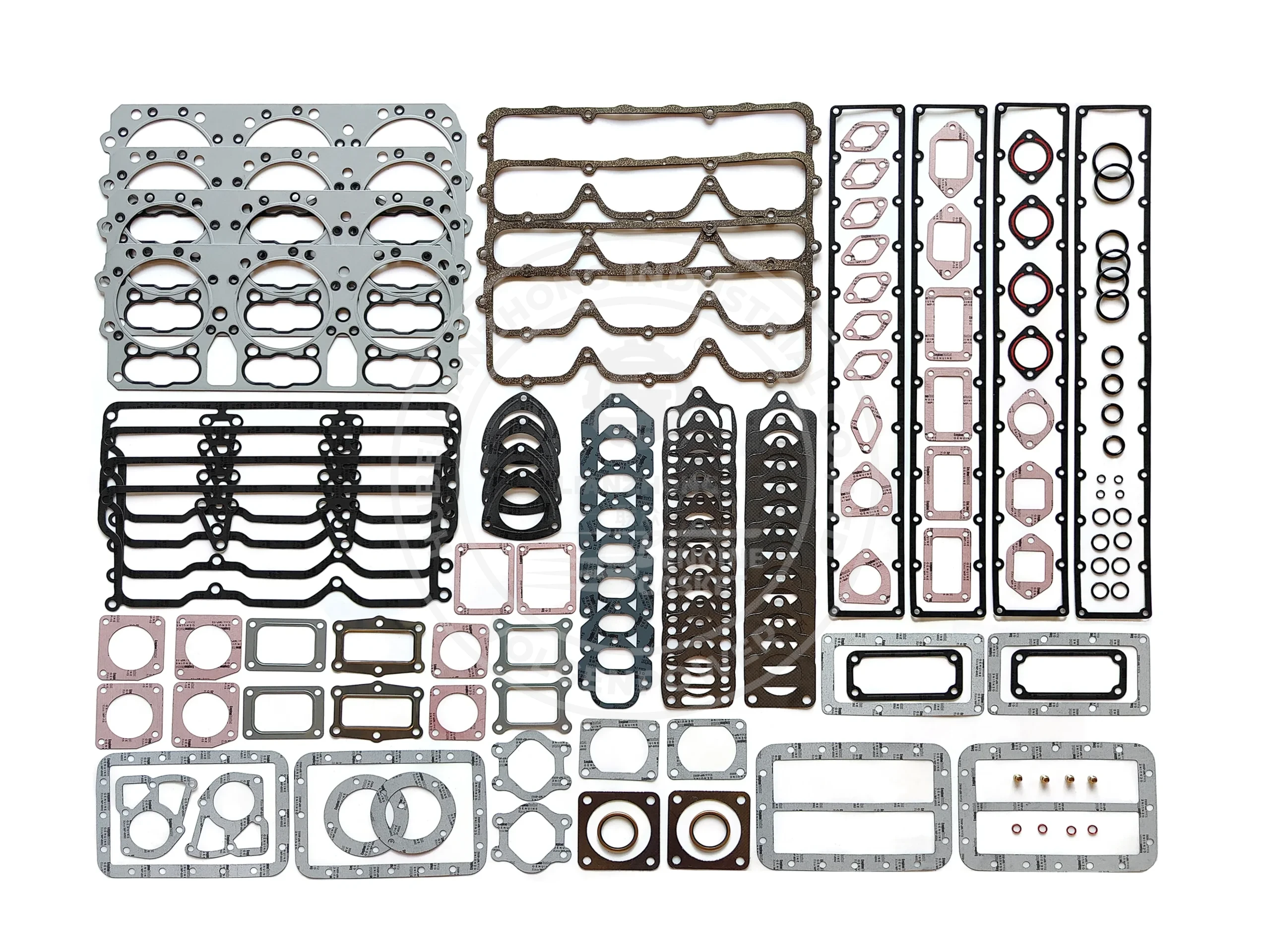 3803697 Cummins VT28 upper engine gasket kit featuring heavy-duty cylinder head seals for V12 industrial overhaul