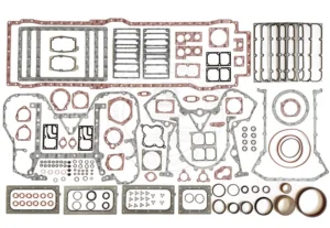 3804301 Cummins KTA38 lower engine gasket kit featuring heavy-duty crankshaft seals and oil pan gaskets for V12 industrial engine repair