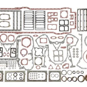 3804301 Cummins KTA38 lower engine gasket kit featuring heavy-duty crankshaft seals and oil pan gaskets for V12 industrial engine repair