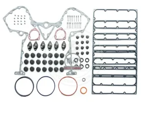4955824 Cummins QSK50 lower engine gasket kit featuring heavy-duty crankshaft seals and oil pan gaskets for V16 industrial overhaul