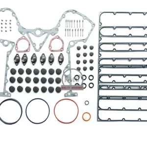 4955824 Cummins QSK50 lower engine gasket kit featuring heavy-duty crankshaft seals and oil pan gaskets for V16 industrial overhaul