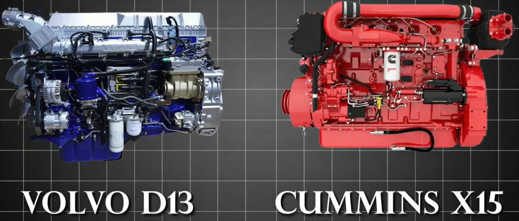 Cummins X15 vs Volvo D13 heavy-duty truck engine comparison for fleet reliability.