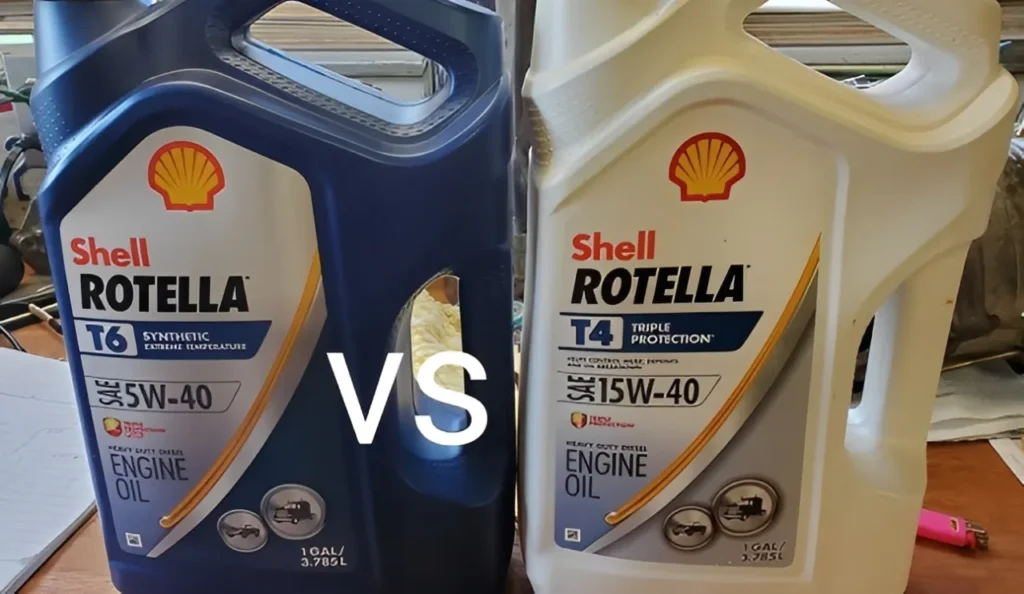 Heavy duty 15W40 vs 5W40 synthetic diesel engine oil types.
