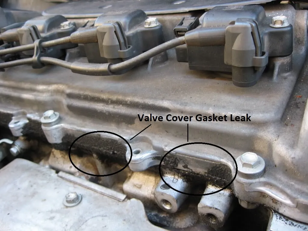 valve cover gasket leak labeled oil on engine diesel cummins
