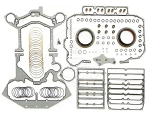 4089316 Cummins QSK45 lower engine gasket kit featuring heavy-duty main seals and oil pan gaskets for V12 industrial overhaul