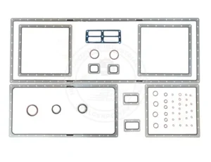 4089317 Cummins QSK45 oil pan gasket kit featuring reinforced steel-core elastomer for V12 engine sealing