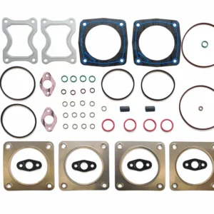 4955820 Cummins QSK50 turbocharger gasket kit featuring high-temperature MLS exhaust seals and oil drain gaskets for industrial V16 engines