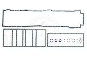 4955821 Cummins QSK50 oil pan gasket kit featuring reinforced steel-core elastomer for V16 engine sealing