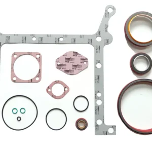 4955825 Cummins QSK50 lower engine gasket kit featuring heavy-duty main seals and reinforced oil pan gaskets for V16 industrial overhaul