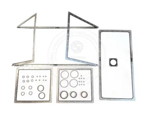 4956000 Cummins QSK60 oil pan gasket kit featuring heavy-duty steel-core elastomer seals for V16 industrial engines