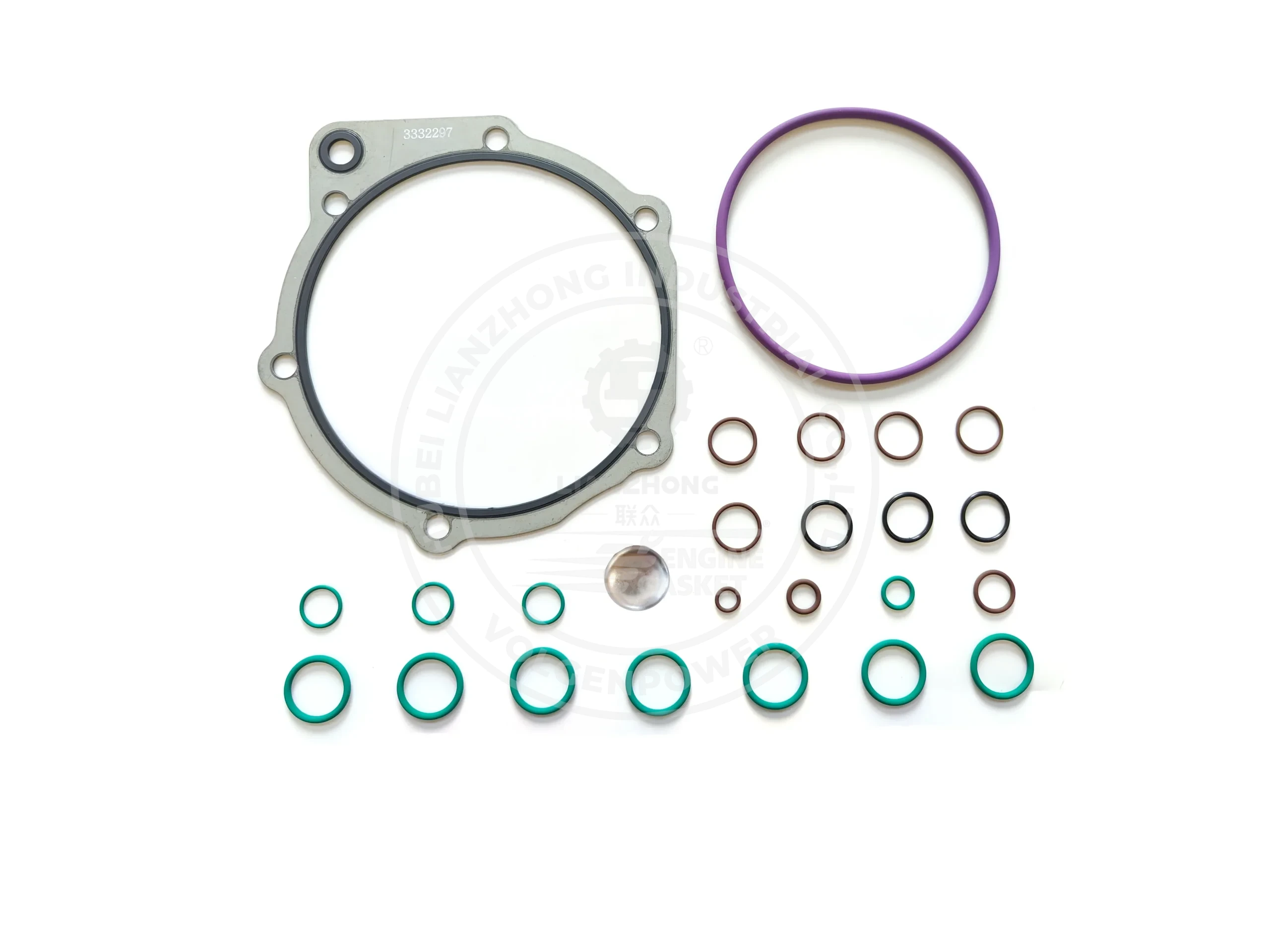 4956002 Cummins QSK60 fuel system gasket kit featuring high-pressure Viton O-rings and MCRS injector seals for V16 industrial engines
