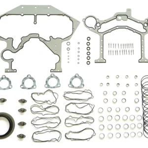 4956003 Cummins QSK60 lower engine gasket kit featuring heavy-duty main seals and reinforced oil pan gaskets for V16 industrial overhaul