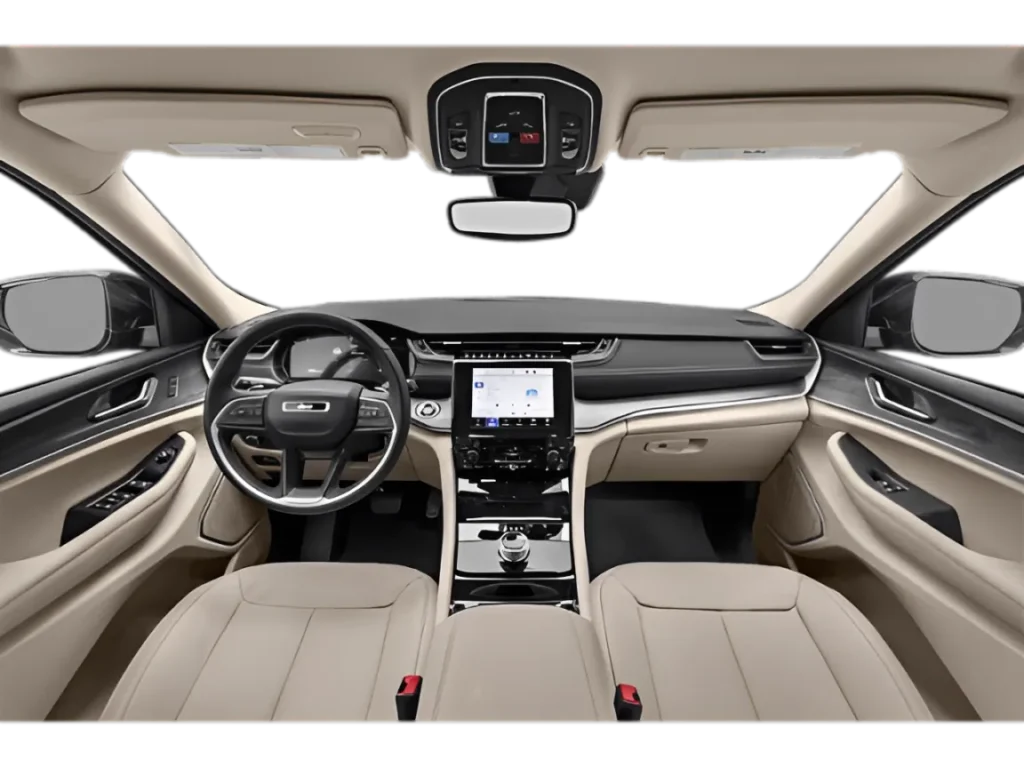 Interior dashboard and infotainment screen of the 2025 Jeep Grand Cherokee Laredo