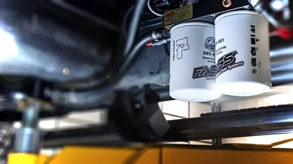 Upgraded fuel lift pump on Dodge diesel engine.