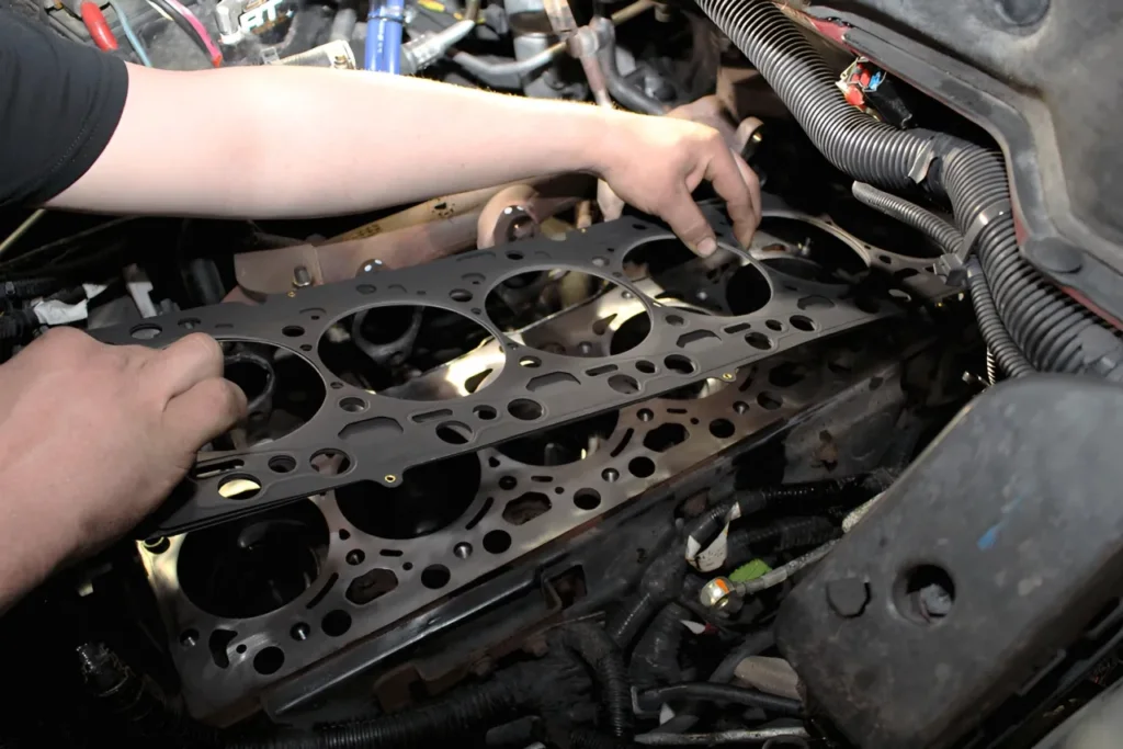 MLS head gasket installation on 5.9 Cummins engine.