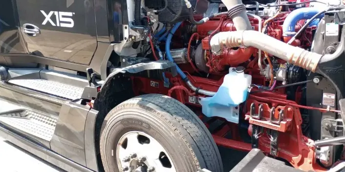 A modern Cummins X15 engine showing its simplified emissions system