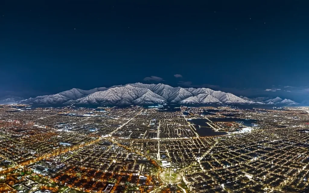 Santiago Chile skyline with Andes mountains