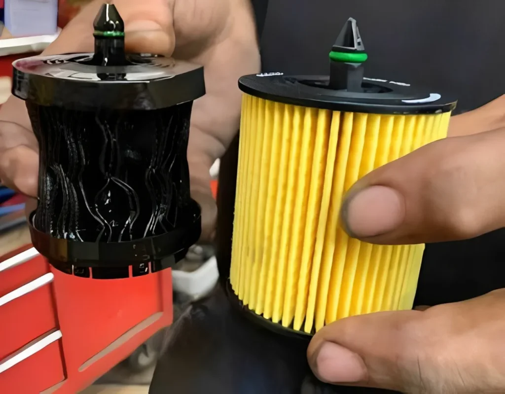 collapsed oil filter causing low engine pressure