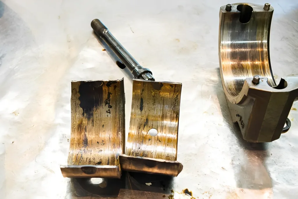engine bearing damage from low fluid lubrication