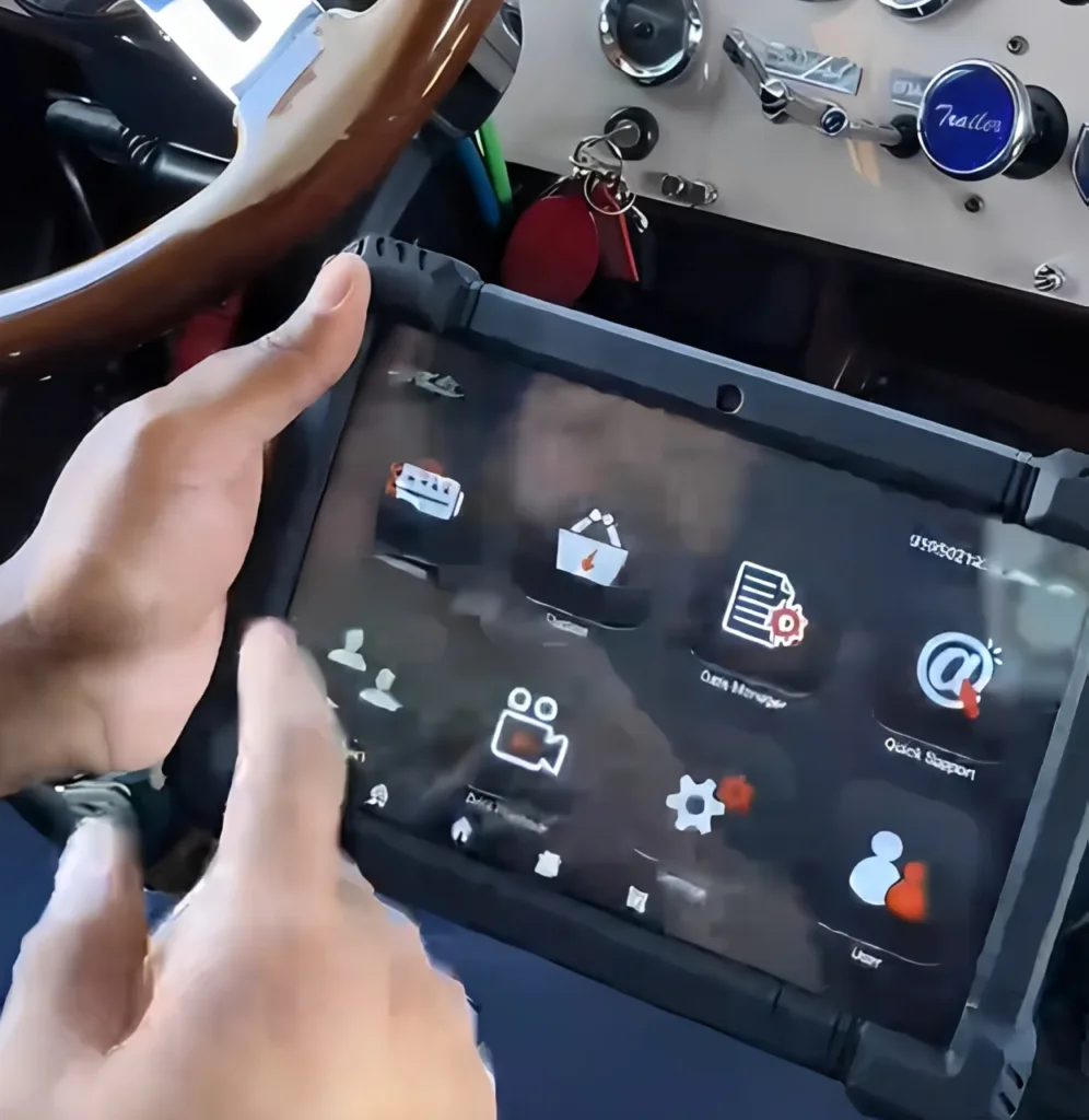 Diagnostic scanner clearing diesel engine trouble codes