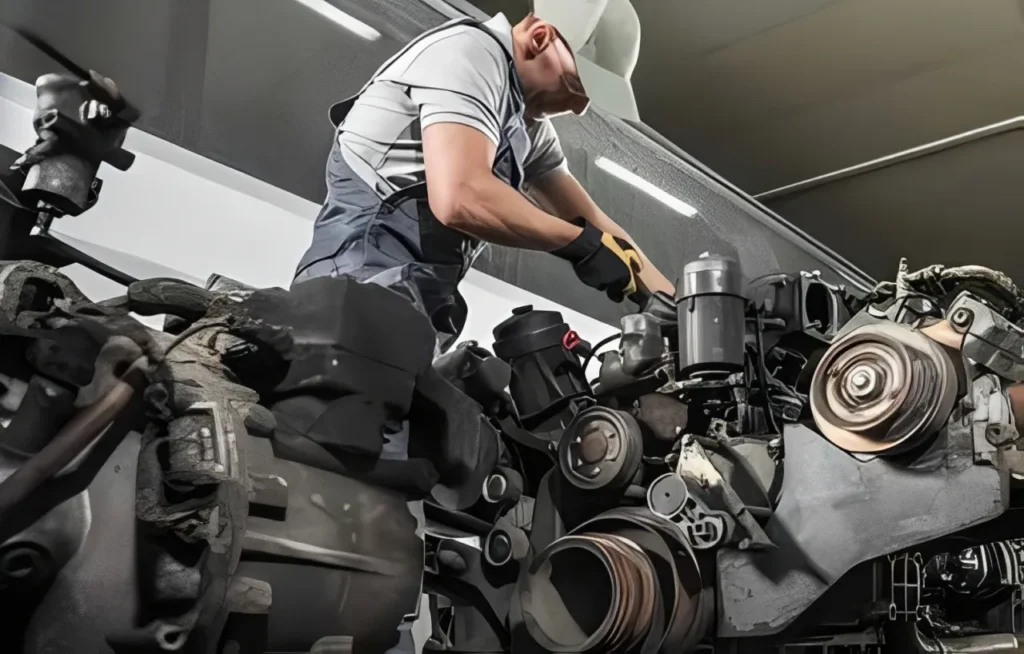 mechanic installing engine parts from a gasket supply
