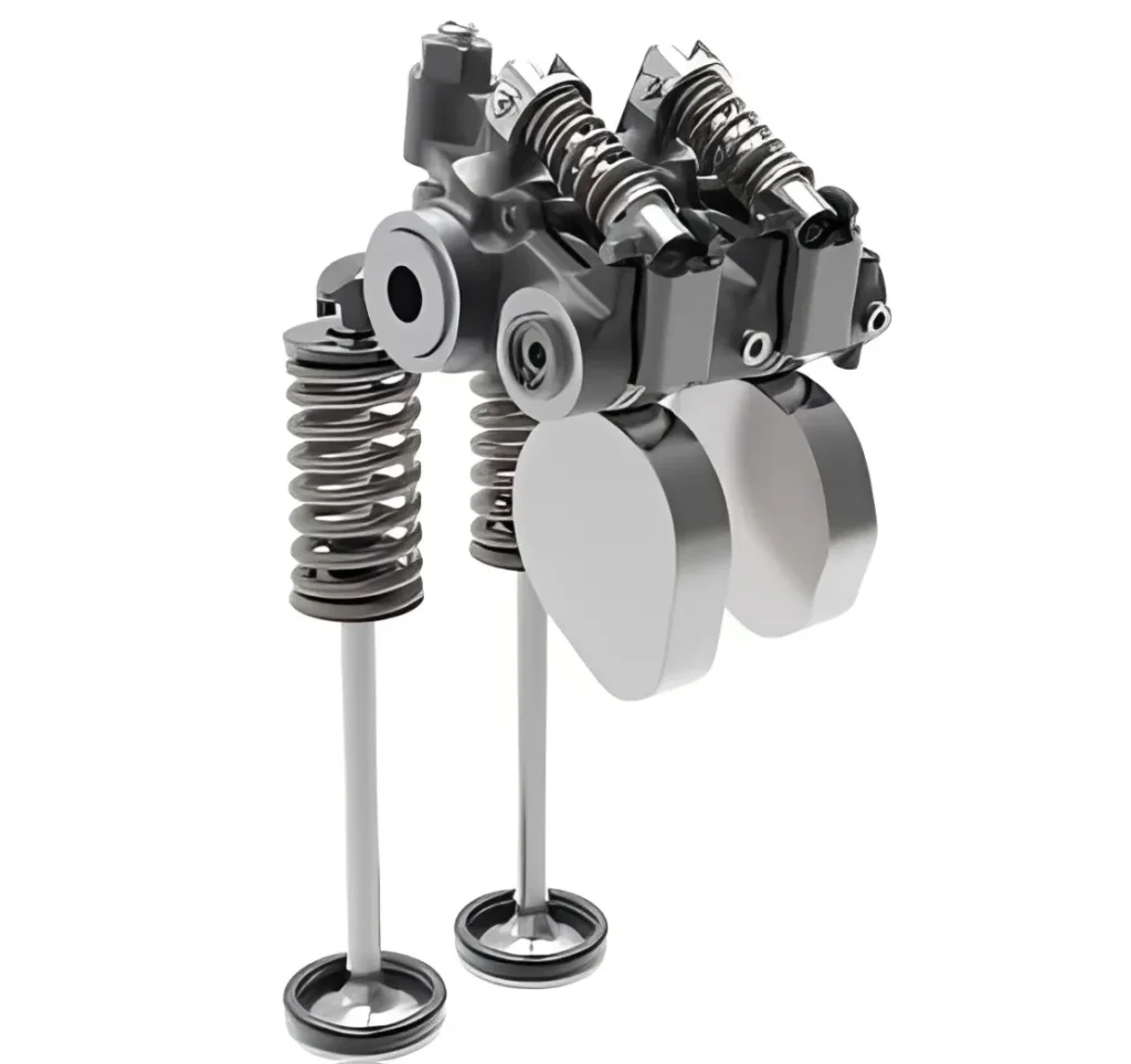 Heavy-duty diesel valvetrain components exposed during maintenance