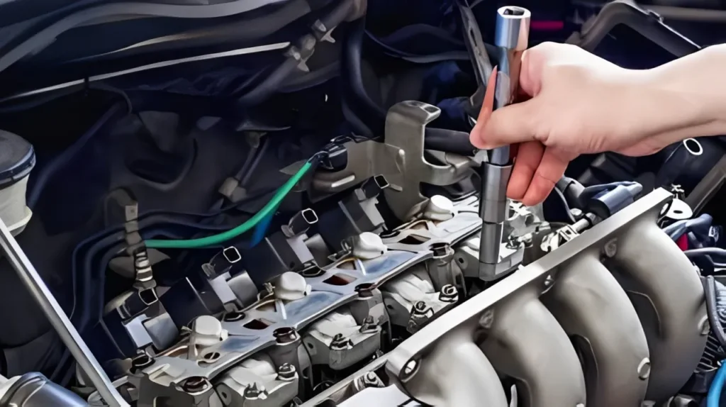 Mechanic carefully removing bolts to replace a camshaft cover gasket.