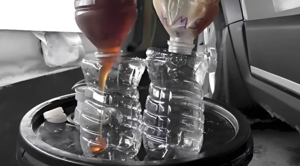 15W40 vs 5W40 diesel oil pouring at cold temperatures.