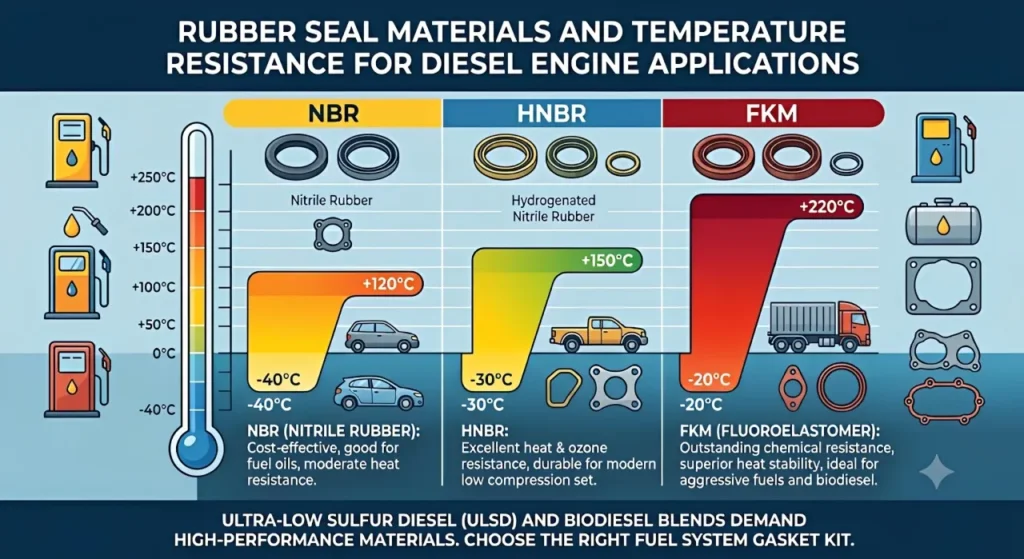 Material science chart for choosing a fuel system gasket kit