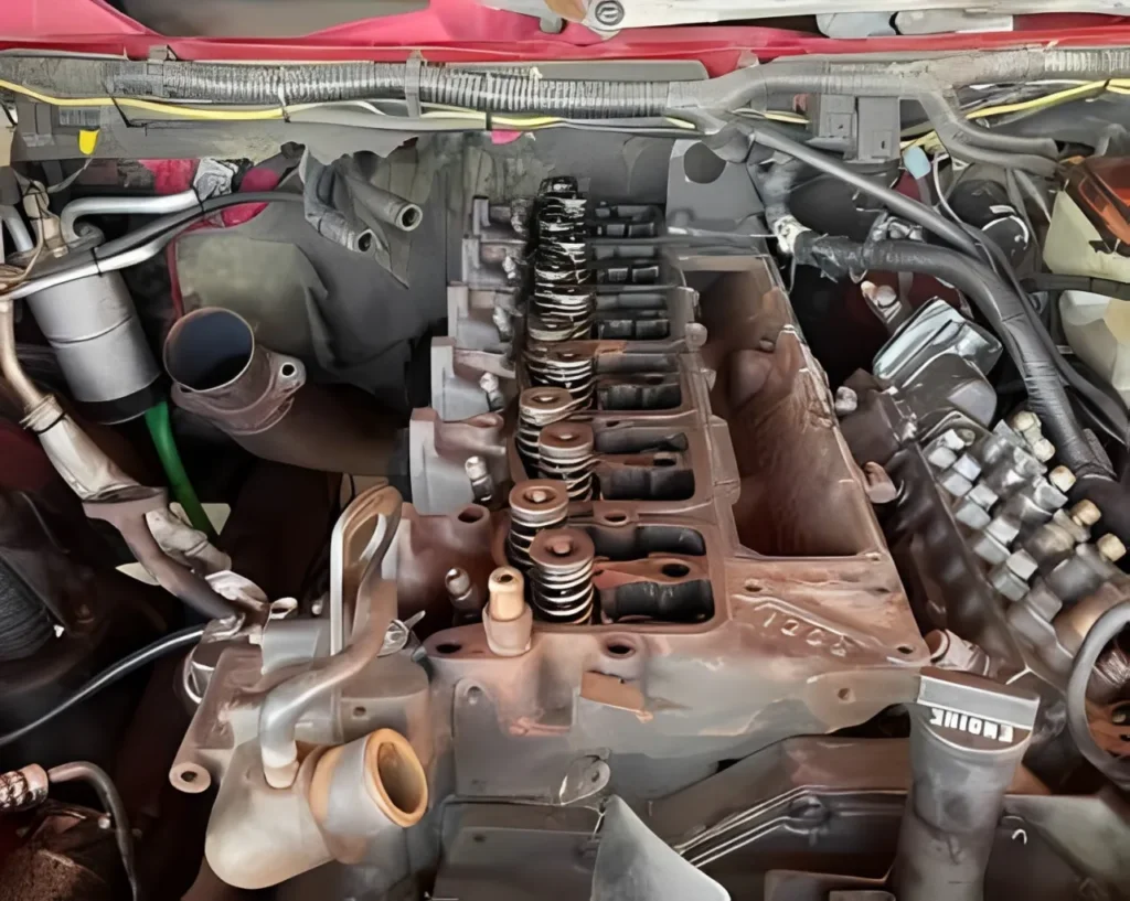 Mechanic installing a head gasket replac