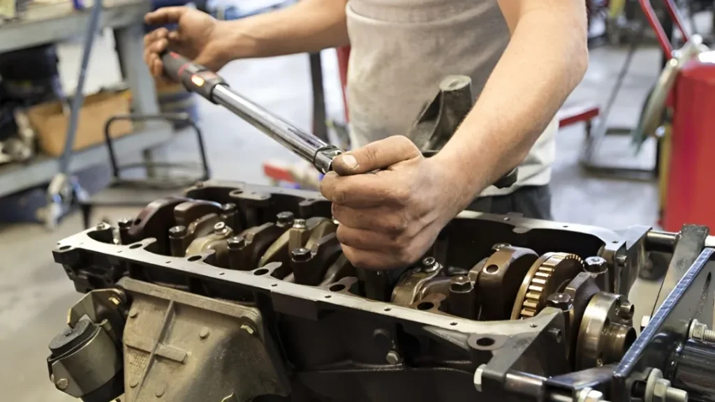 Torquing bolts during an air compressor gasket kit installation