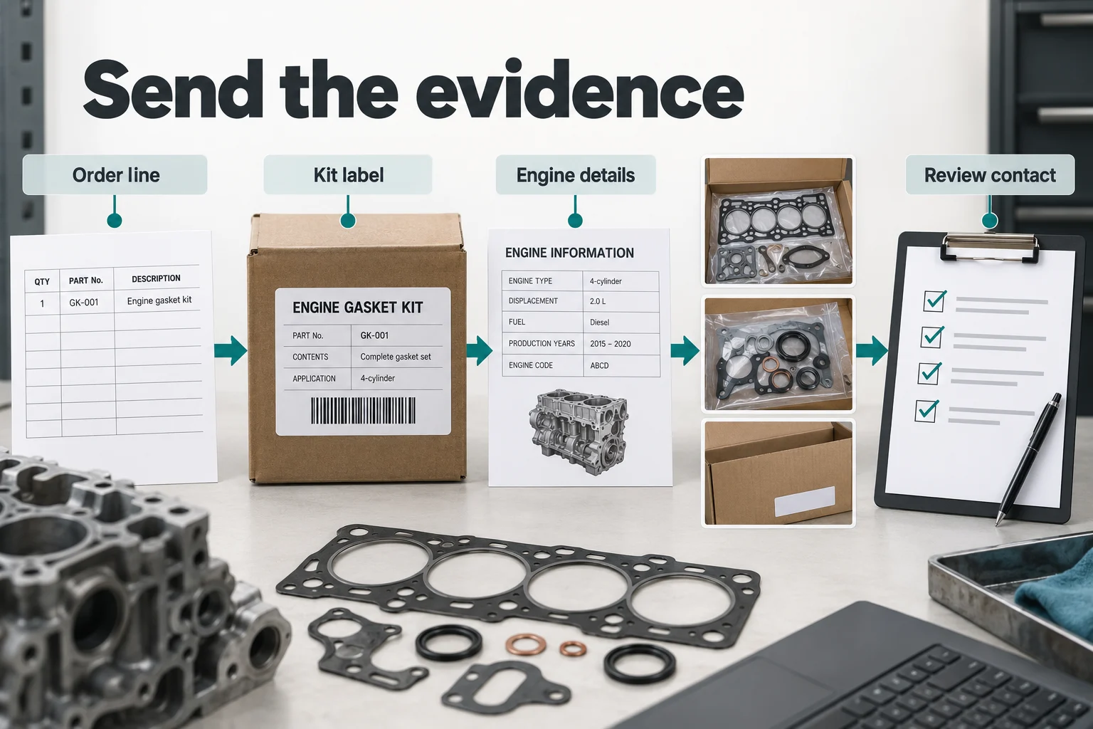 Distributor support request linked to an order line and kit label