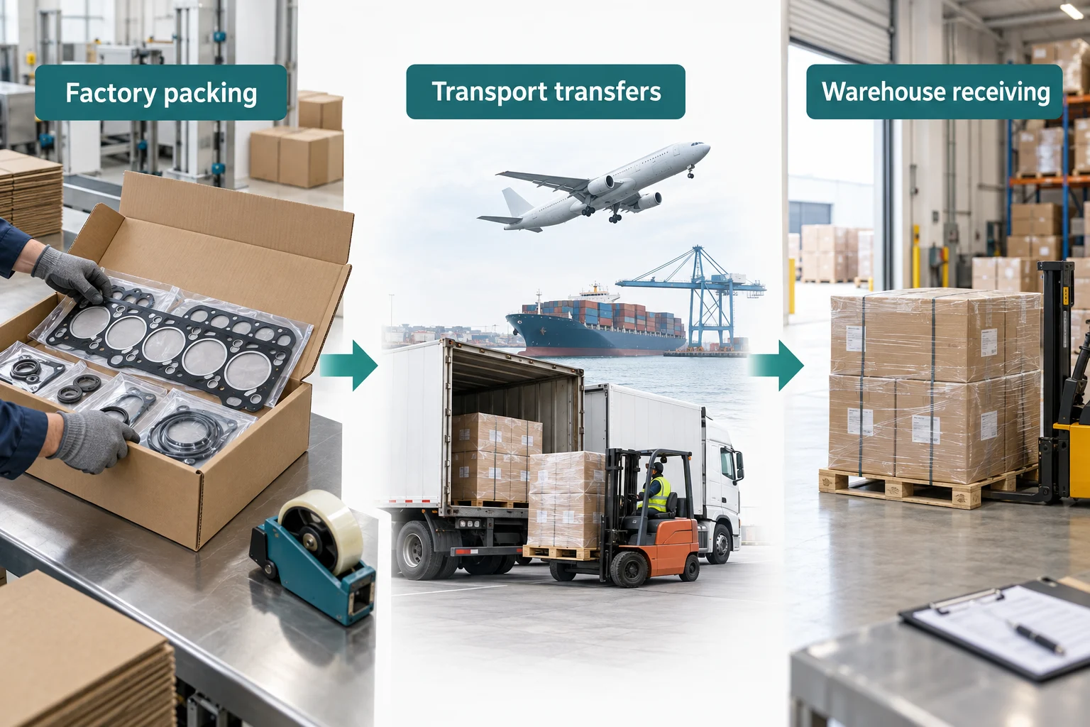 Cummins gasket kit export packaging planned around the shipping route