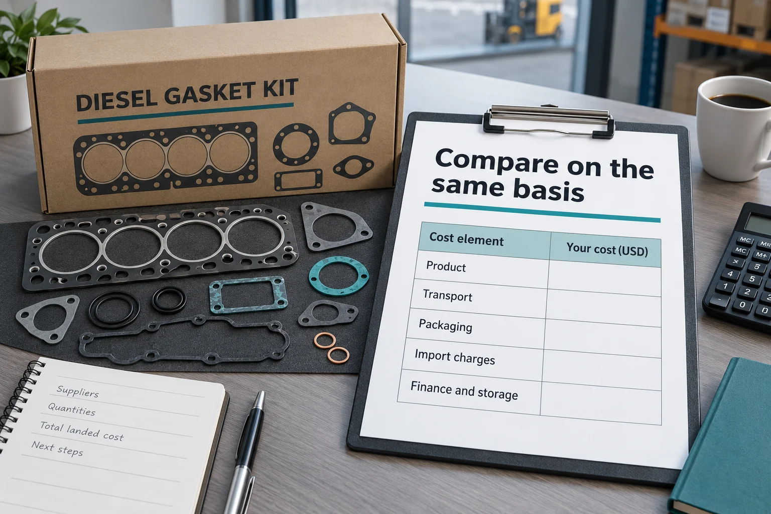 Buyer worksheet separating product cost from logistics and import charges