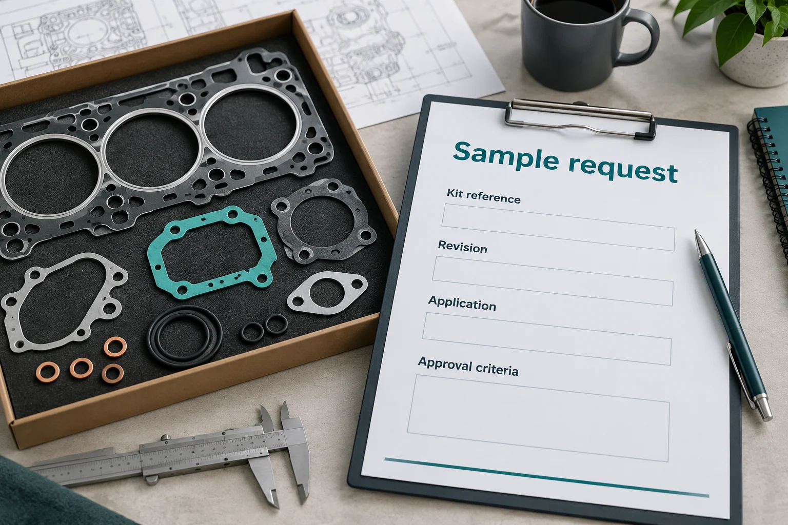 Engine gasket kit sample order request with approval criteria