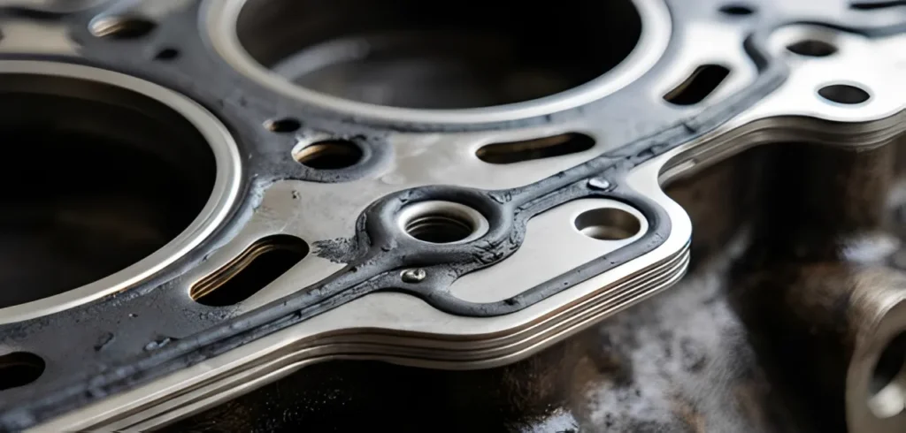 Advanced elastomer coating on a modern diesel engine head gasket.