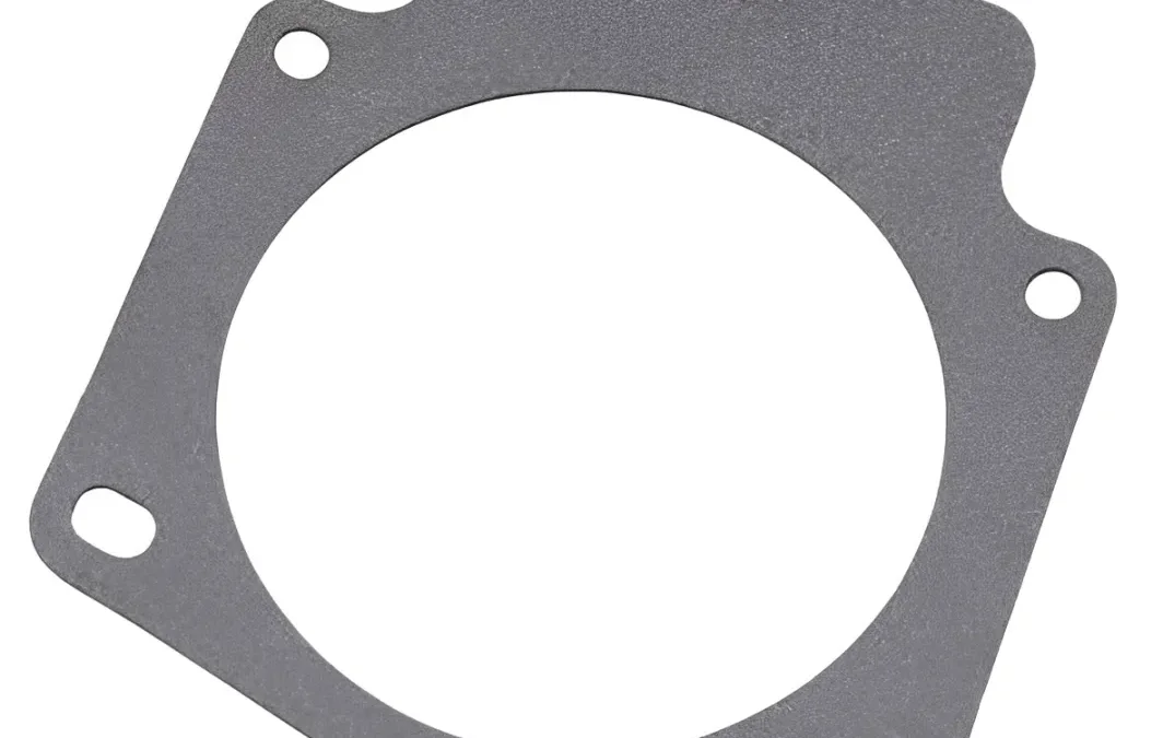 Throttle body label, engine ID, gasket measurements, and flange photos