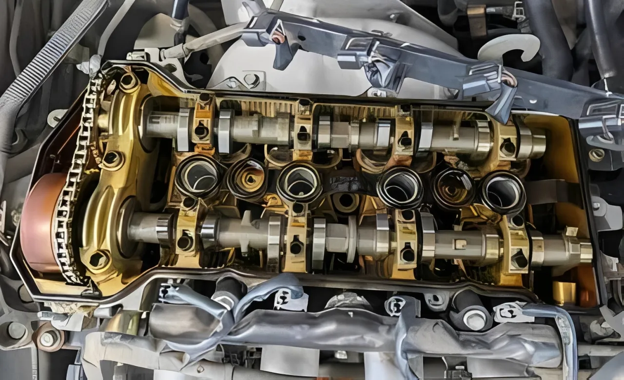 Diesel valve cover gasket kit components arranged for inspection.