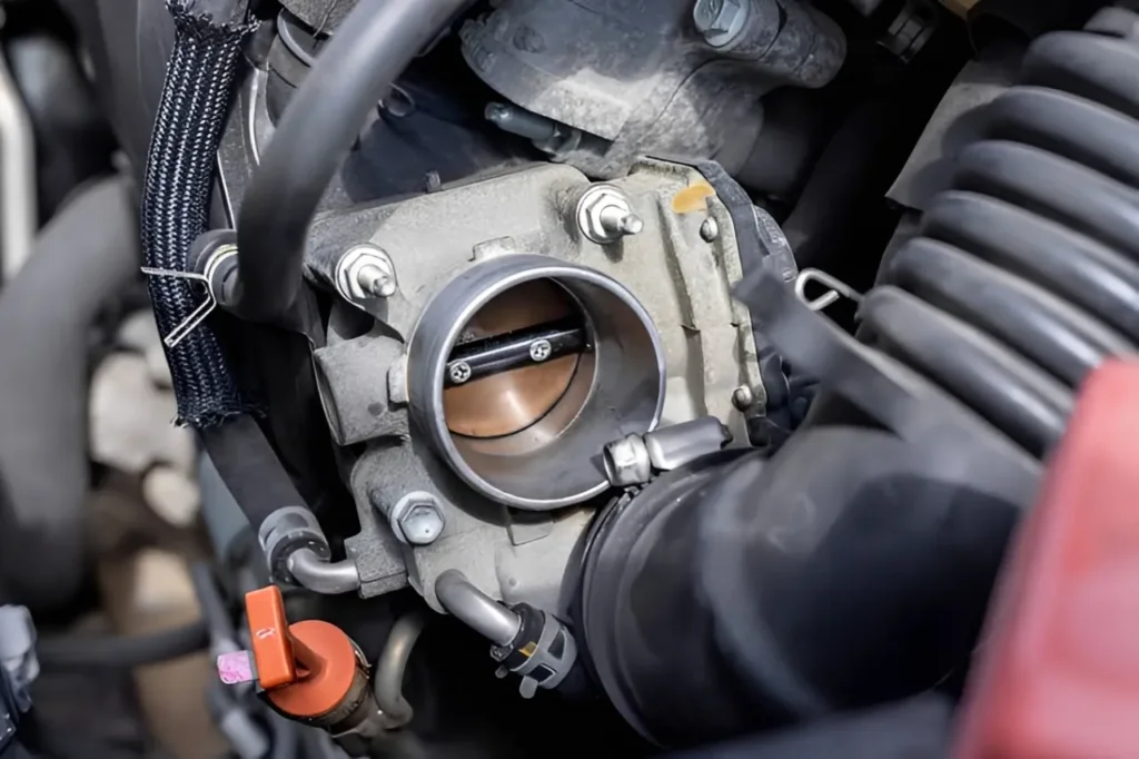 Throttle body gasket leak symptoms shown on a scan tool.