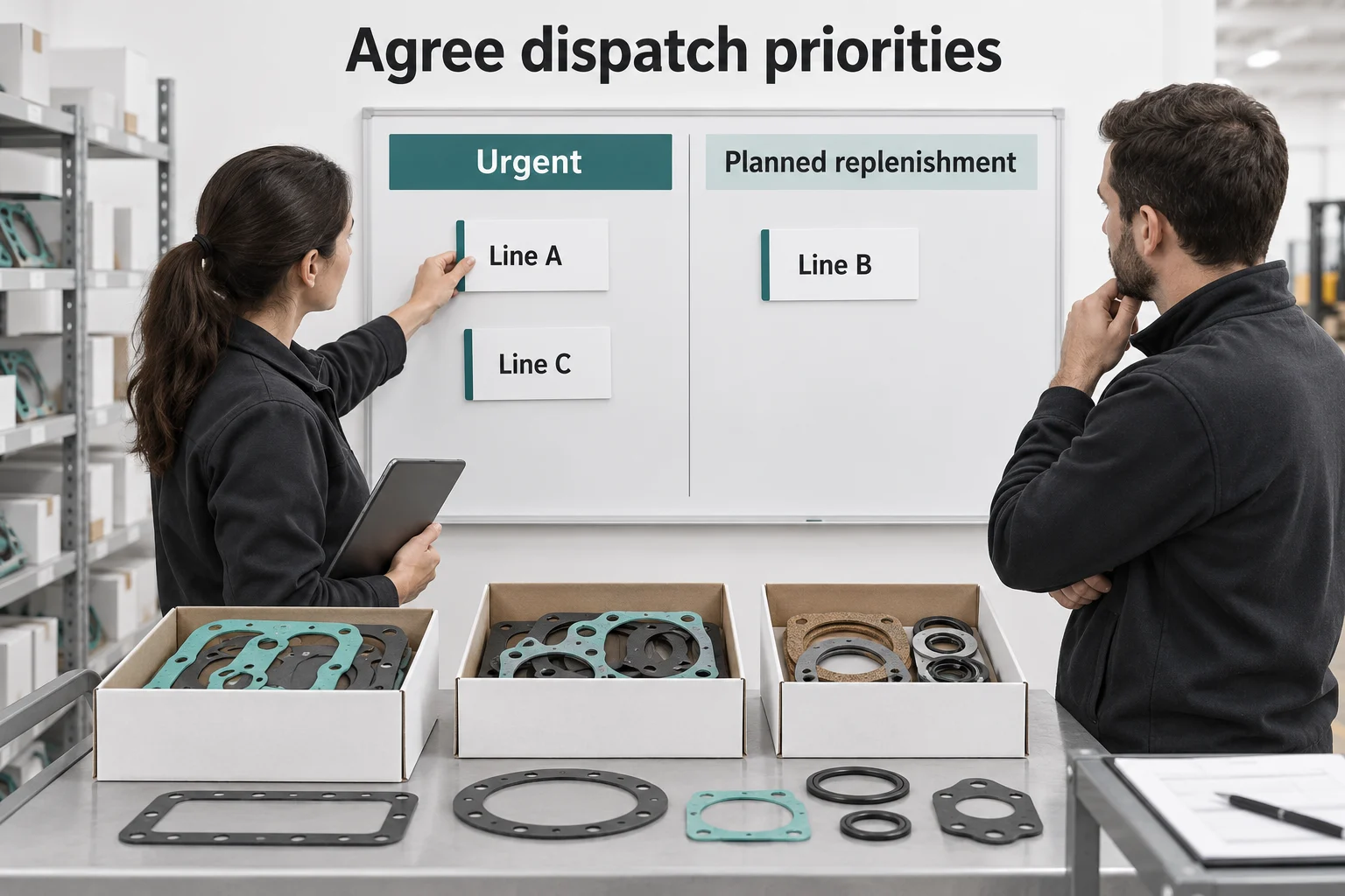 Distributor order split into urgent and planned replenishment