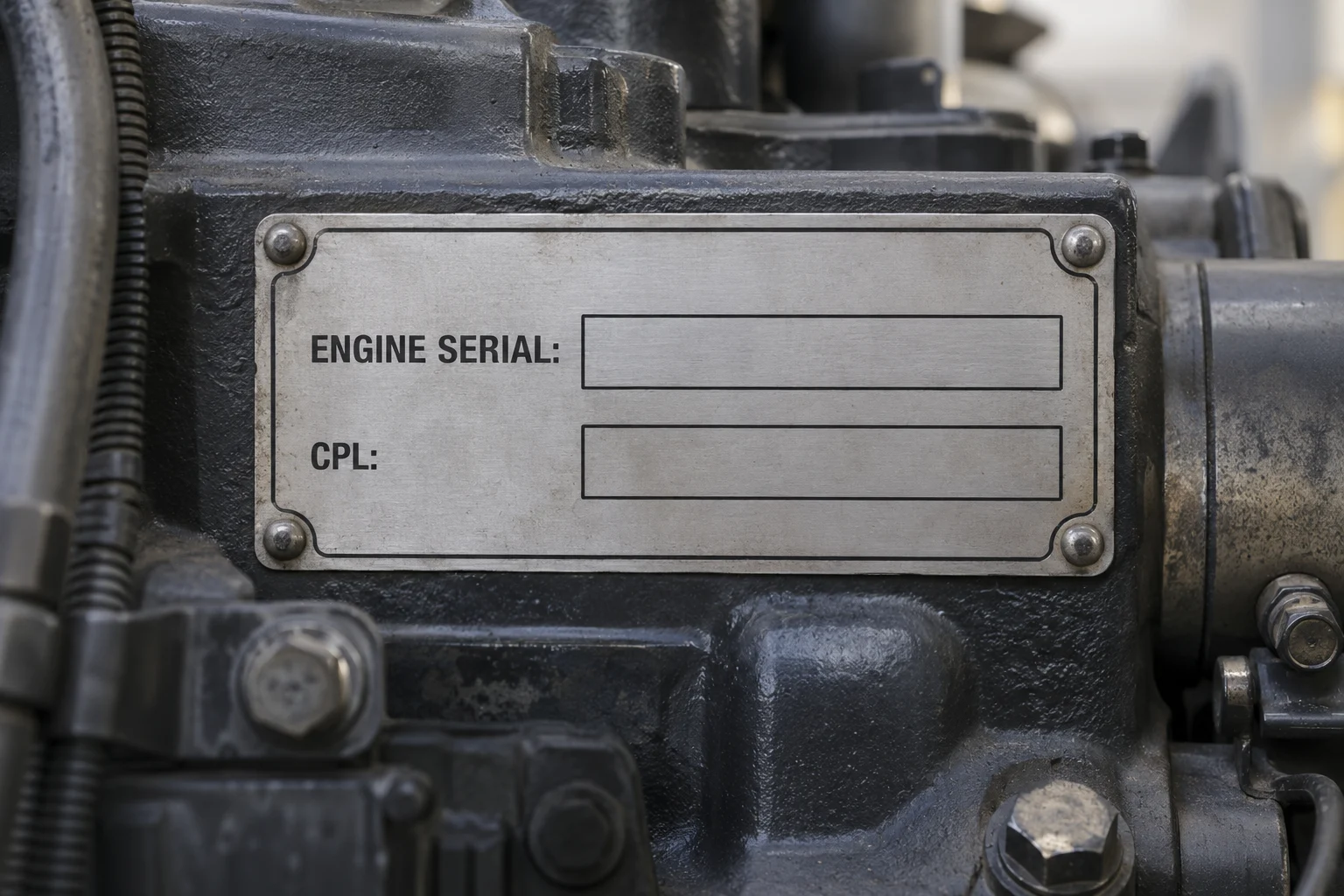 Illustrative engine identification fields for a parts inquiry