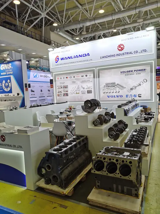 Engine parts on display at the Russia exhibition in May 2025
